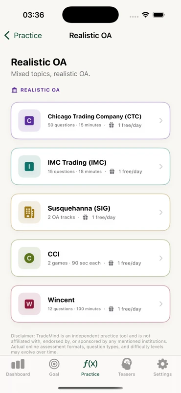 TradeMind Realistic OA list of firm-format assessment simulations
